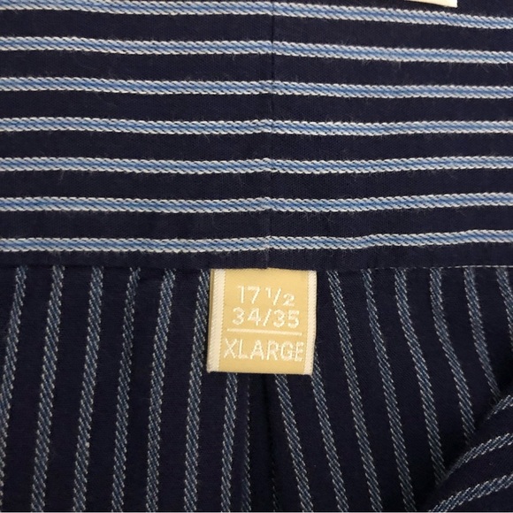 Michael Kors Cotton Blue Stripe Long Sleeve Button Up Dress Shirt 7 1/2 34/35 XL - Picture 11 of 12